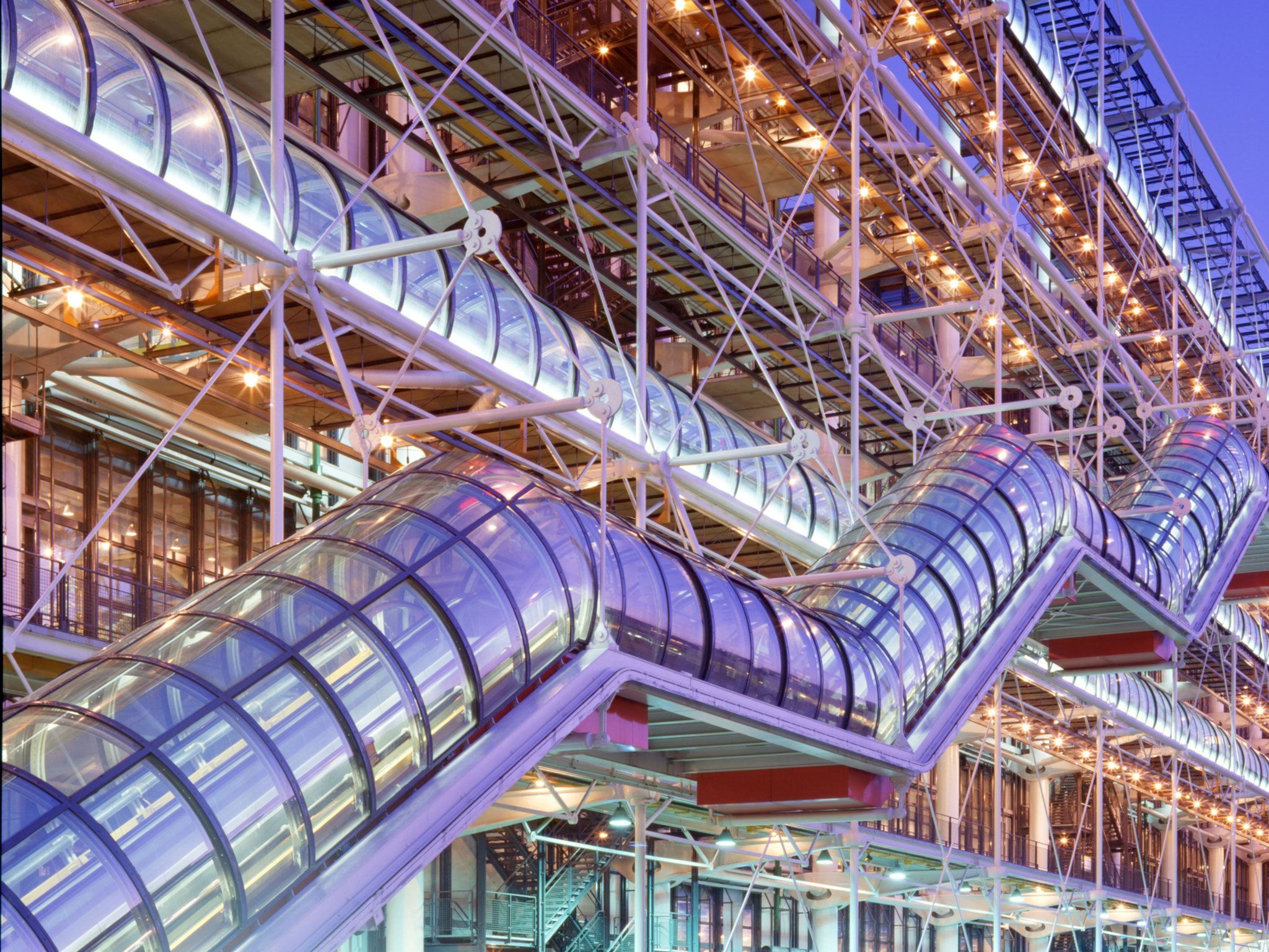 External view of the Centre Pompidou in Paris, showcasing exposed structural and MEP systems, symbolizing the integration of design and engineering disciplines.